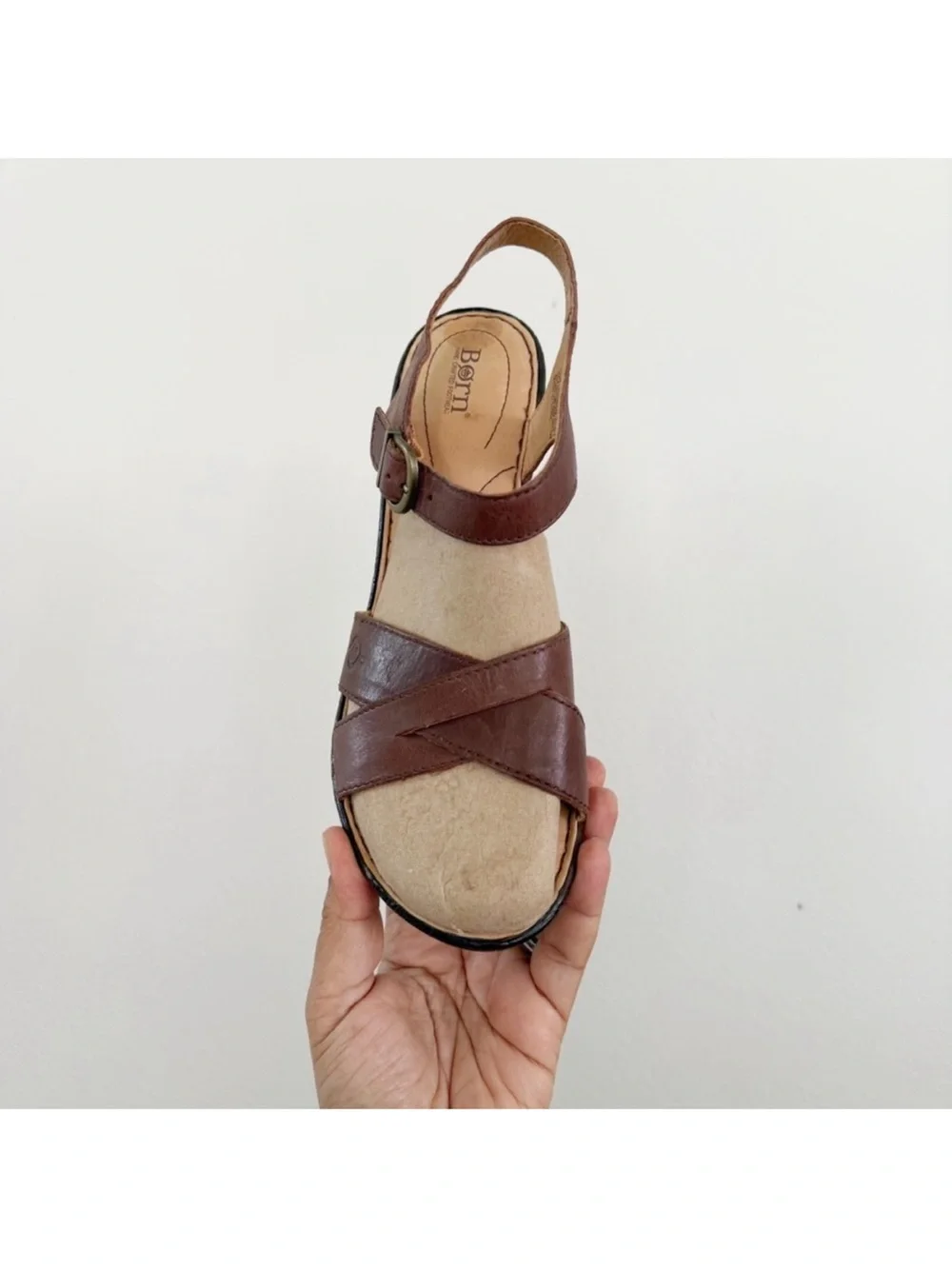 Børn Brown Leather Wedge Sandals